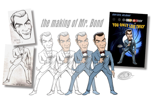 Cartoon: making of mr. bond (medium) by elle62 tagged connery,sean,bond,james