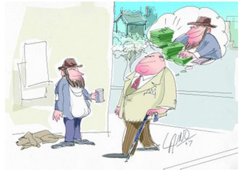 Cartoon: Beggar (medium) by LAINO tagged beggar