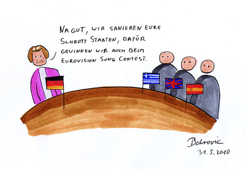 Cartoon: Song Contest (medium) by Blogrovic tagged eurovision,song,contest,merkel,staatskriese