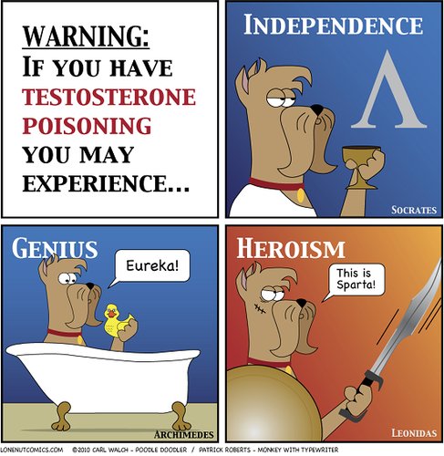 Cartoon: Testosterone Poisoning (medium) by lonenut tagged masculinity,mra,mensrights