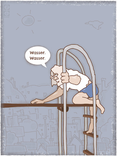 Cartoon: Wasser! (medium) by hollers tagged wasser,freibad,klima,hitze,sprungbrett,wüste,durst,verdursten,wasser,freibad,klima,hitze,sprungbrett,wüste,durst,verdursten