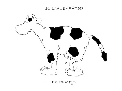 Cartoon: Zahlenrätsel (medium) by hollers tagged rätsel,kuh,punkt,zu,rätsel,kuh,punkt,zu