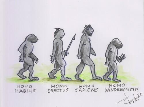 Cartoon: Evolution (medium) by Erki Evestus tagged evolution,humans
