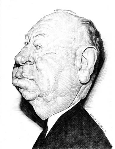 Cartoon: alfred hitchcock (medium) by salnavarro tagged caricature,hollywood,icon