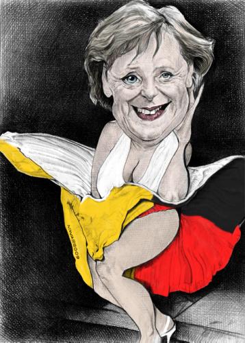 Cartoon: angela merkel (medium) by salnavarro tagged caricature,pencil,international,politics,angela,merkel,germany,2009