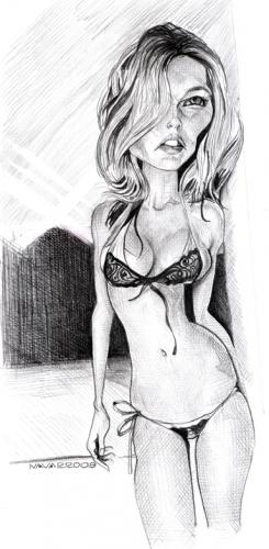 Cartoon: Bar Refaeli from Israel (medium) by salnavarro tagged caricature,pencil,sexy,cartoon,international,super,model