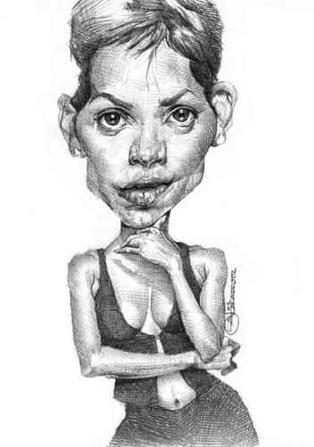 Cartoon: halle berry (medium) by salnavarro tagged caricature,hollywood,icon