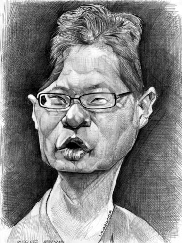 Cartoon: jerry yang (medium) by salnavarro tagged caricature,pencil