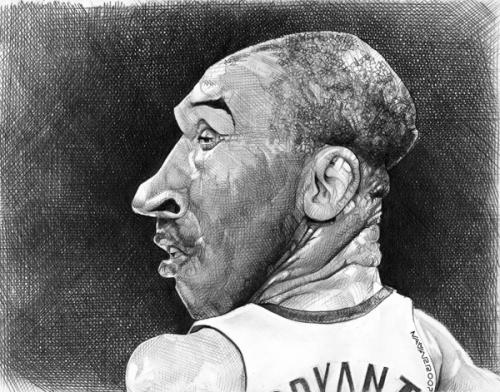 Cartoon: Kobe Bryant (medium) by salnavarro tagged nba,basketball,sports,caricature