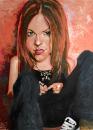 Cartoon: Avril Lavigne (small) by salnavarro tagged caricature acrylic painting music star rock and roll avril lavigne