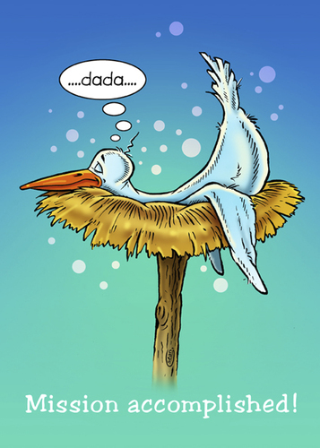 Cartoon: Mission accomplished! (medium) by Stan Groenland tagged cards,greeting,children,baby,birds,birth,cartoon