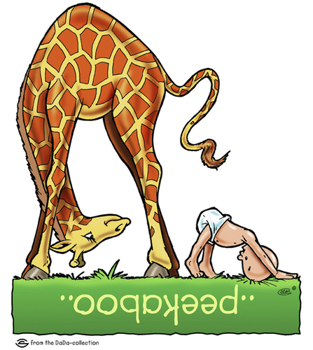 Cartoon: Peekaboo (medium) by Stan Groenland tagged giraffe,animals,children,family,cute,birth,baby,cartoon
