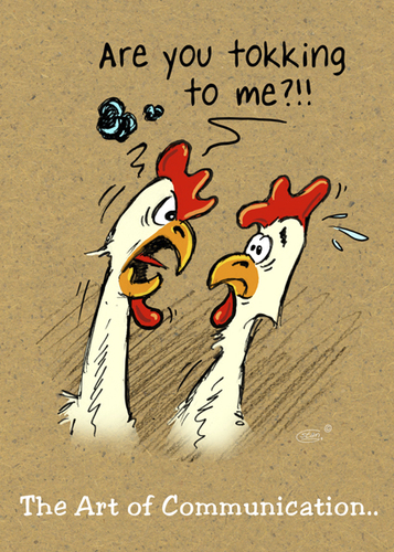 Cartoon: Tokking (medium) by Stan Groenland tagged illustration,cards,greeting,animals,communication,chickens,funny,cartoon