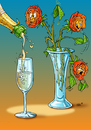 Cartoon: Thirsty Roses (small) by Stan Groenland tagged cartoon,flowers,art,alcohol,drinking,fun,rozes,cheers