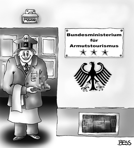 Cartoon: Armutstourismus (medium) by besscartoon tagged bess,geld,bundesregierung,ministerium,eu,arm,reich,bulgarien,rumänien,armutstourismus,sozialtourismus,tourismus,armut,besscartoon