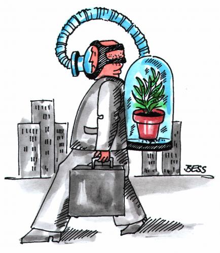 Cartoon: schöne neue Welt (medium) by besscartoon tagged besscartoon,bess,mann,mensch,geschäft,luft,co2,umweltzerstörung,umweltverschmutzung