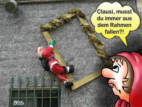 Cartoon: Clausi (medium) by besscartoon tagged besscartoon,bess,rahmen,advent,fest,claus,santa,nikolaus,christentum,weihnachten,religion