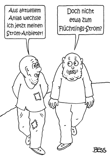 Cartoon: Flüchtlings-Strom (medium) by besscartoon tagged besscartoon,bess,politik,deutschland,syrien,flüchtlingsdrama,flüchtlinge,asyl,stromanbieter,flüchtlingsstrom,strom