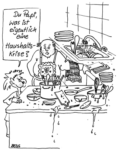 Cartoon: Haushaltskrise (medium) by besscartoon tagged vater,sohn,haushalt,krise,haushaltskrise,küche,bess,besscartoon