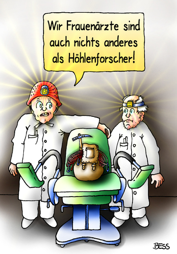 Cartoon: Höhlenforscher (medium) by besscartoon tagged bess,stirnlampe,rucksack,höhlenforscher,gesundheit,medizin,frauenarzt,doktor,ärzte,arzt,besscartoon