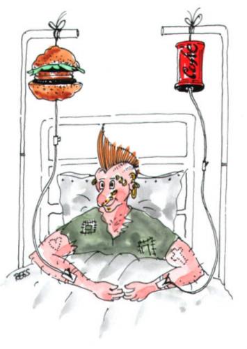 Cartoon: Infusion (medium) by besscartoon tagged trinken,essen,infusion,krank,mann,krankenhaus,gesundheit,bess,besscartoon