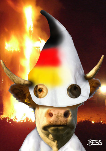 Cartoon: Kuh-Klux-Klan Baden-Württemberg (medium) by besscartoon tagged lka,geheimbund,hall,schwäbisch,württemberg,baden,terrorismus,nsu,terror,rechtsradikal,radikal,kkk,rassismus,kuh,klan,klux,ku,bess,besscartoon