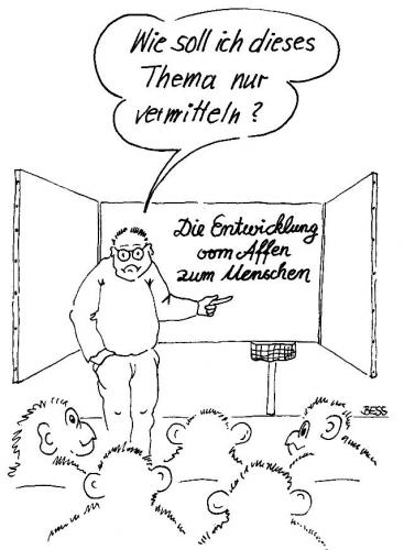 Cartoon: ohne Titel (medium) by besscartoon tagged schule,lehrer,affen,evolution,erziehung,bess,besscartoon