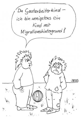 Cartoon: ohne Titel (medium) by besscartoon tagged kinder,migration,ausländer,neid,bess,besscartoon