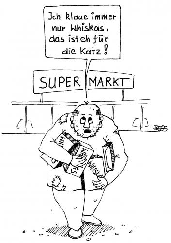 Cartoon: ohne Titel (medium) by besscartoon tagged mann,supermarkt,katzenfutter,diebstahl,bess,besscartoon