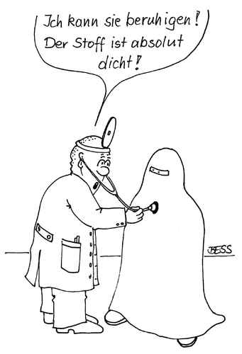 Cartoon: ohne Titel (medium) by besscartoon tagged arzt,burka,islam,mode,religion,bess,besscartoon