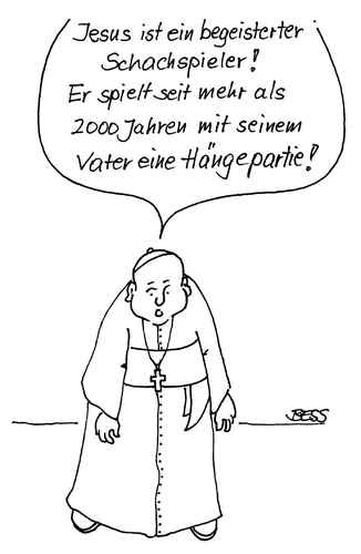 Cartoon: ohne Titel (medium) by besscartoon tagged religion,katholisch,jesus,schach,pfarrer,bess,besscartoon