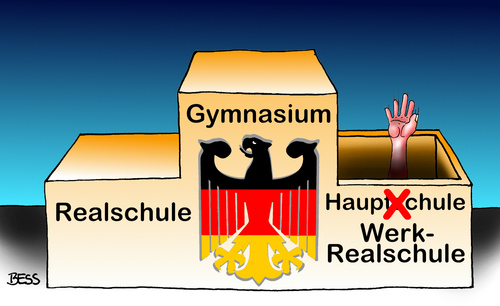 Cartoon: Perspektivlosigkeit (medium) by besscartoon tagged schule,pädagogik,realschule,hauptschule,werkrealschule,schüler,schulreform,reform,podest,schulsystem,zukunft,gymnasium,bess,besscartoon