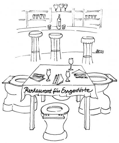 Cartoon: Restaurant (medium) by besscartoon tagged wc,essen,essgestört,restaurant,bulimie,besscartoon,bess