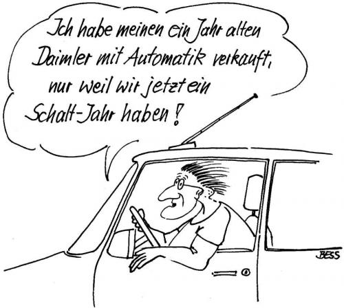 Cartoon: Schalt-Jahr (medium) by besscartoon tagged auto,technik,mann,schaltjahr,bess,besscartoon