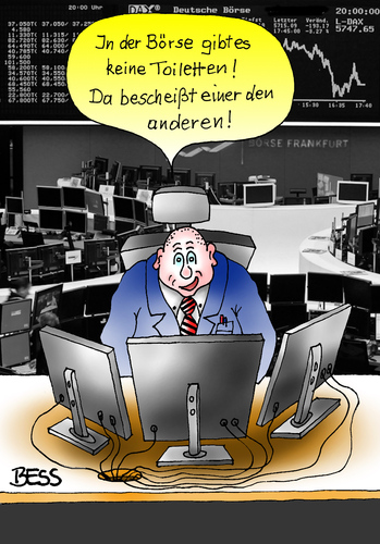 Cartoon: Schöne Sauerei (medium) by besscartoon tagged börse,geld,spekulation,aktien,dax,frankfurt,toilette,wc,computer,devisen,handel,scheißen,bescheißen,krise,betrug,banken,finanzen,finanzmarkt,bankenkrise,bess,besscartoon