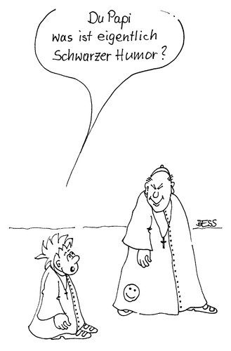 Cartoon: Schwarzer Humor (medium) by besscartoon tagged kirche,religion,christentum,pfarrer,katholisch,humor,bess,besscartoon