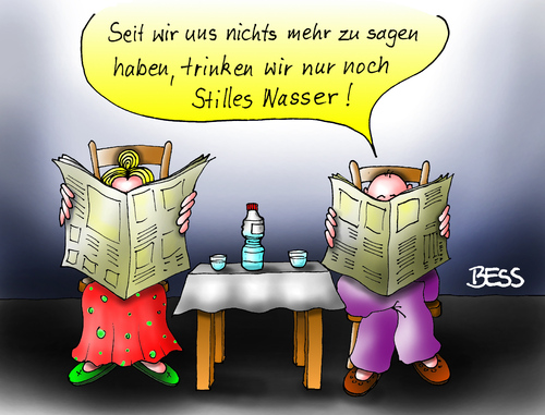 Cartoon: Stilles Wasser (medium) by besscartoon tagged paar,ehe,wasser,sprudel,beziehung,alter,kommunikation,bess,besscartoon