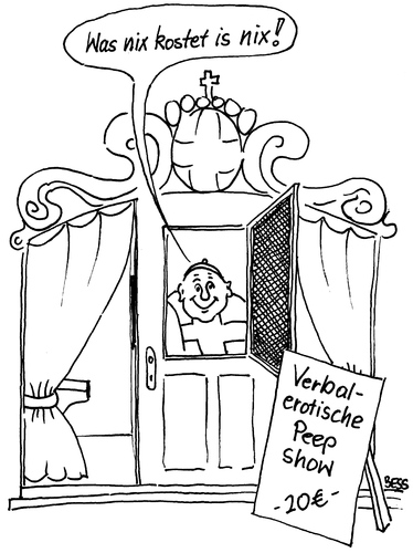 Cartoon: Verbalerotische Peepshow (medium) by besscartoon tagged bess,geld,pfarrer,peepshow,christentum,religion,show,peep,katholisch,kirche,beichte,besscartoon