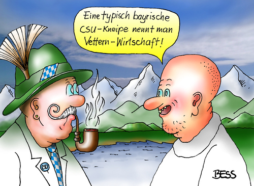 Cartoon: Vettern-Wirtschaft (medium) by besscartoon tagged selbstbedienung,csu,partei,bayern,vetternwirtschaft,amigos,verwandtschaft,anstellung,landtag,abgeordnete,gehalt,steuer,kneipe,geld,seehofer,familie,filz,bess,besscartoon