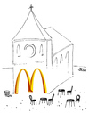 Cartoon: McKatholisch (small) by besscartoon tagged kirche,fastfood,fast,food,essen,religion,mcdonald,bess,besscartoon