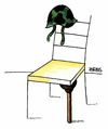 Cartoon: ohne Titel (small) by besscartoon tagged stuhl,holzbein,stahlhelm,krieg,gewalt,tod,bess,besscartoon
