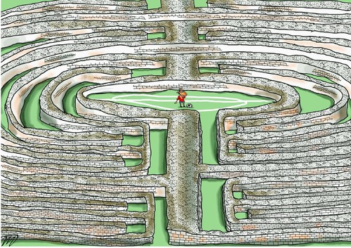 Cartoon: Which way (medium) by Vlado Mach tagged footbal,labirint,game,sport