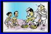 Cartoon: Hunger compels (small) by Aswini-Abani tagged girlchild selling hunger poverty humanity poor rich money modernity aswini abani asabtoons