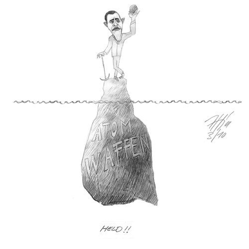 Cartoon: obama held (medium) by sascha tagged obama,waffen