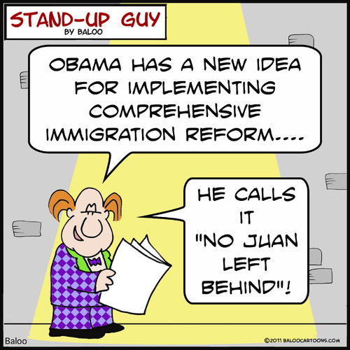 Cartoon: 1aa121SUGnojuanleftbehind (medium) by rmay tagged no,juan,left,behind,obama,immigration,reform
