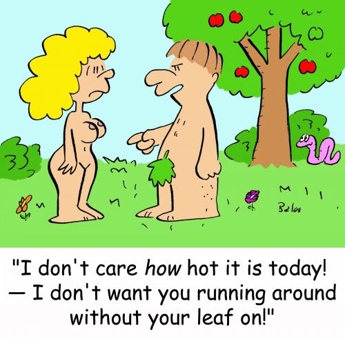 Cartoon: Adam and Eve and the leaf (medium) by rmay tagged adam,and,eve,the,leaf