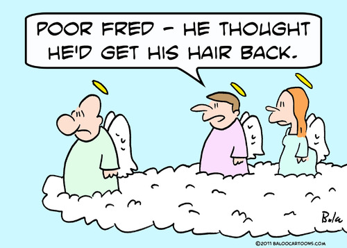 Cartoon: angels bald get hair back (medium) by rmay tagged angels,bald,get,hair,back