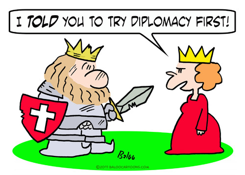 Cartoon: armor king try diplomacy queen (medium) by rmay tagged armor,king,try,diplomacy,queen