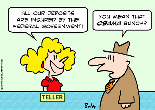 Cartoon: bank insured obama gang (medium) by rmay tagged bank,insured,obama,gang