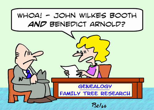 Cartoon: benedict arnold john wilkes boot (medium) by rmay tagged benedict,arnold,john,wilkes,booth,genealogy